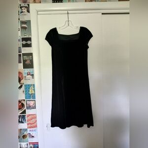 Vintage Cap Sleeve Black Velvet Dress